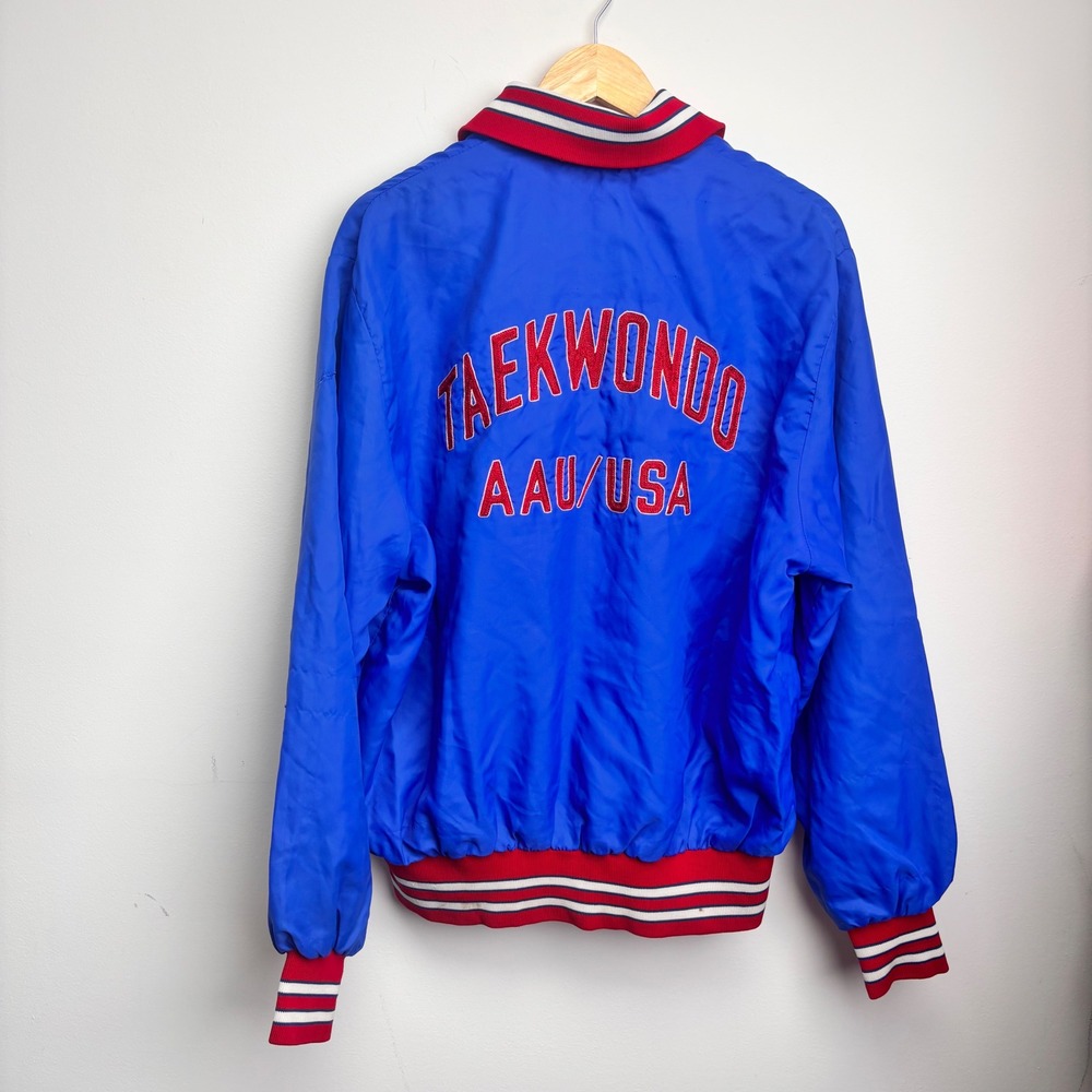 Vintage Taekwondo AAU USA Team Jacket Blue Martial Arts Karate Olympic Style XL